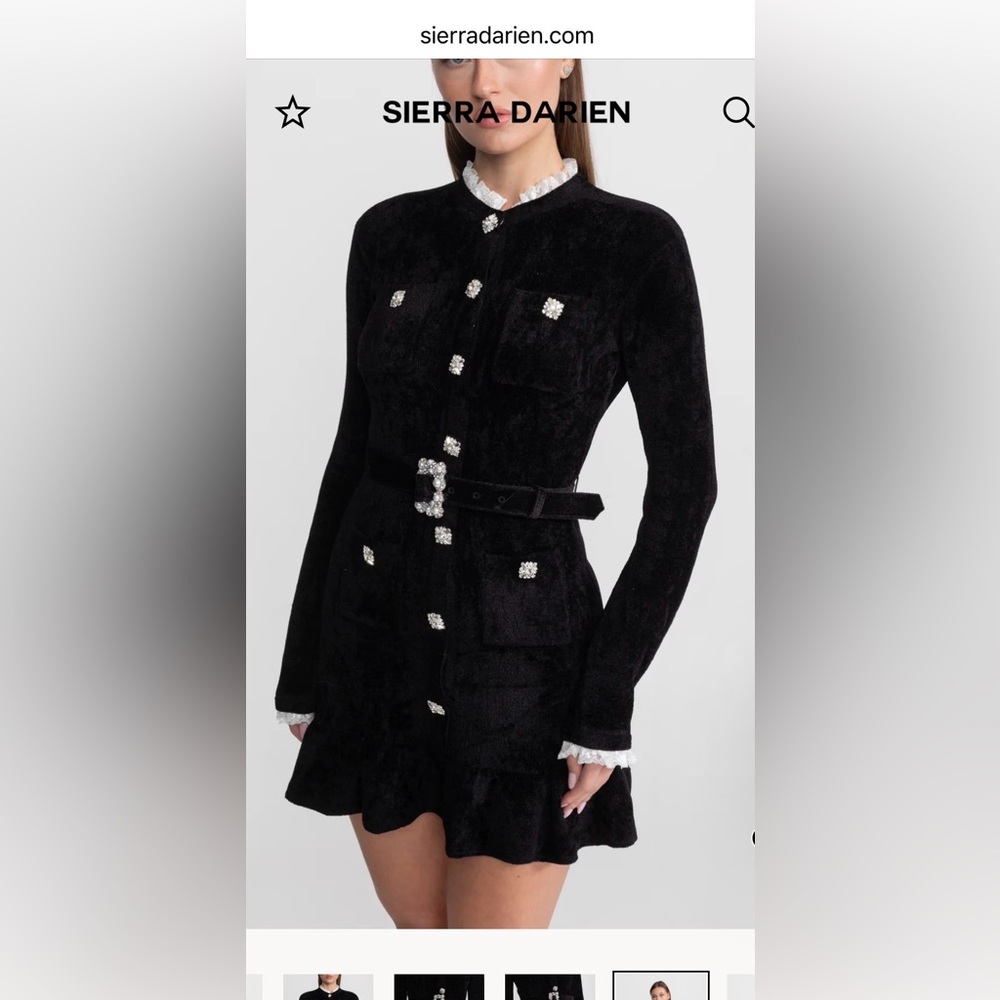 Chic Black Women's Mini Dress with Embellishments - Picture 2 of 6